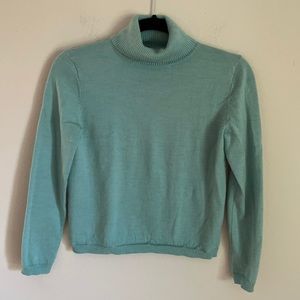 Pendleton Turtleneck Teal 100% Wool Sweater Petite